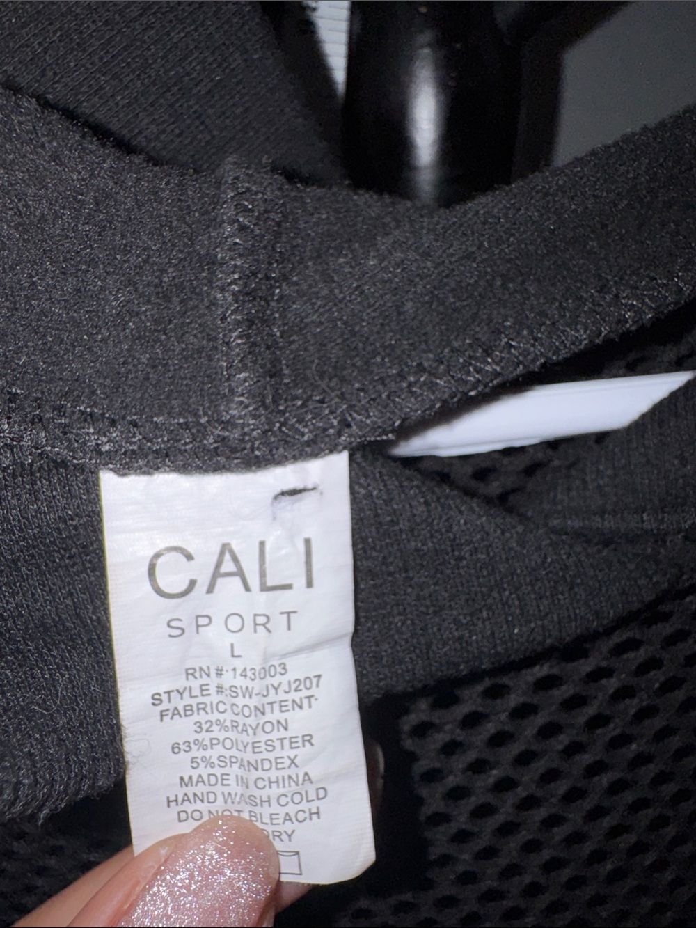 Black Mesh-Panel Hoodie Sweatshirt for Women 24.T - Picture 2 of 4